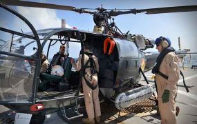 Belgische Alouette III op Nederlands Fregat in de Caraiben